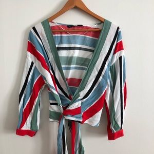 Zara Basic Striped Wrap Top